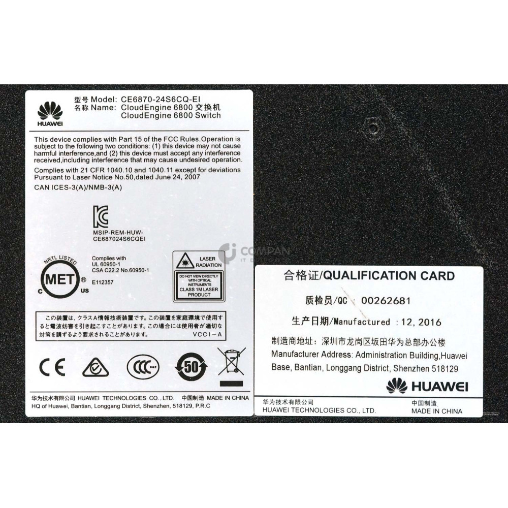 CE6870-24S6CQ-EI HUAWEI 24-PORT 10GE SFP+,6-PORT 100GE QSFP28 SWITCH W/ DUAL PSU